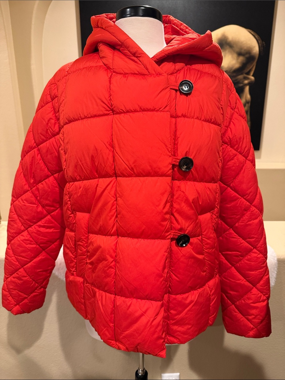 Bernardo Hooded Recycled Polyester Puffer Jacket in Molten Lava